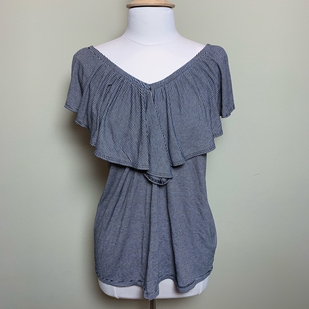 Pleione Black and White Striped top